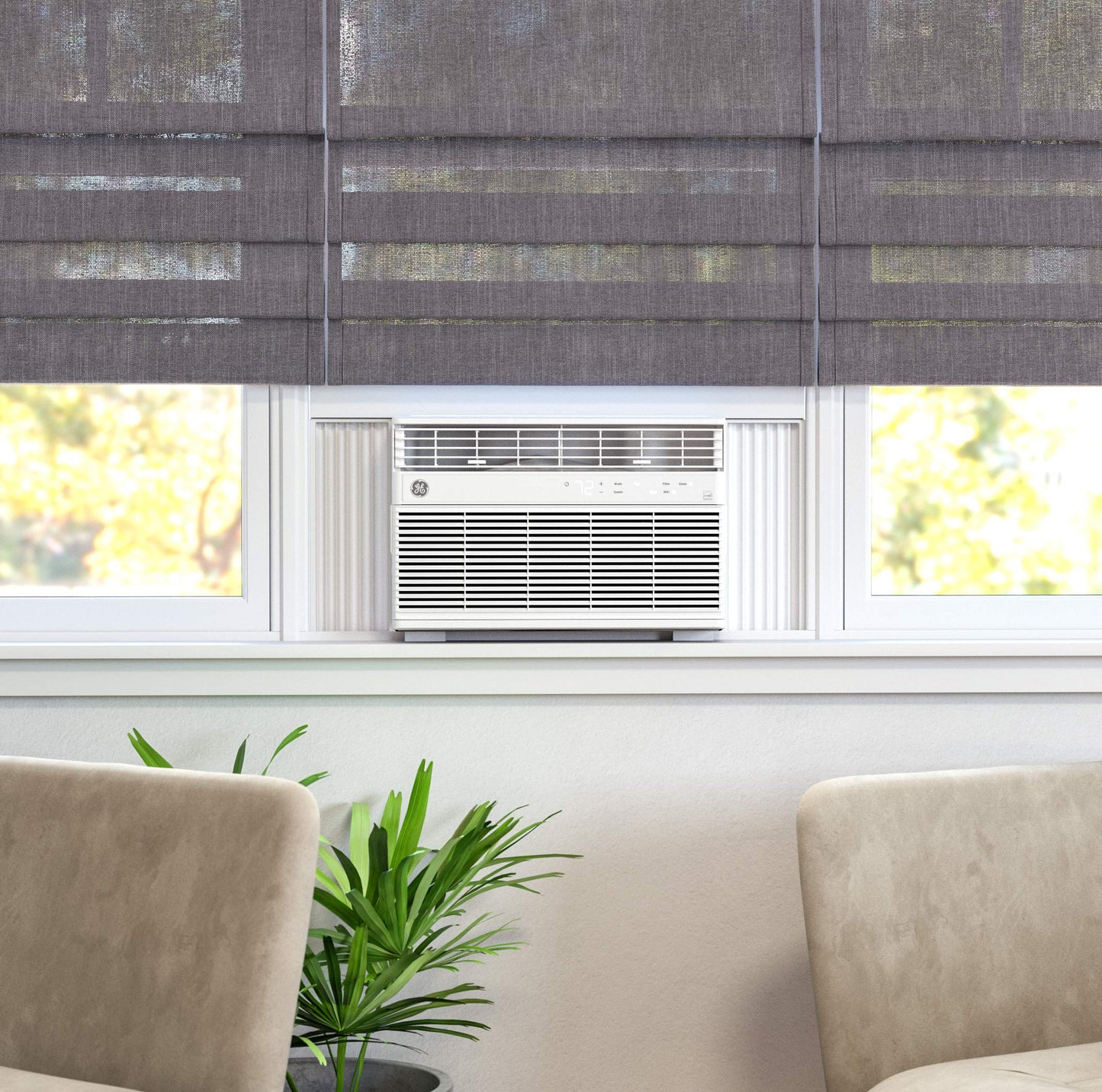 GE Window Air Conditioner 12000 BTU, Wi-Fi Enabled, Energy-Efficient Cooling for Large Rooms, 12K BTU Window AC Unit with Easy Install Kit, Control Using Remote or Smartphone App